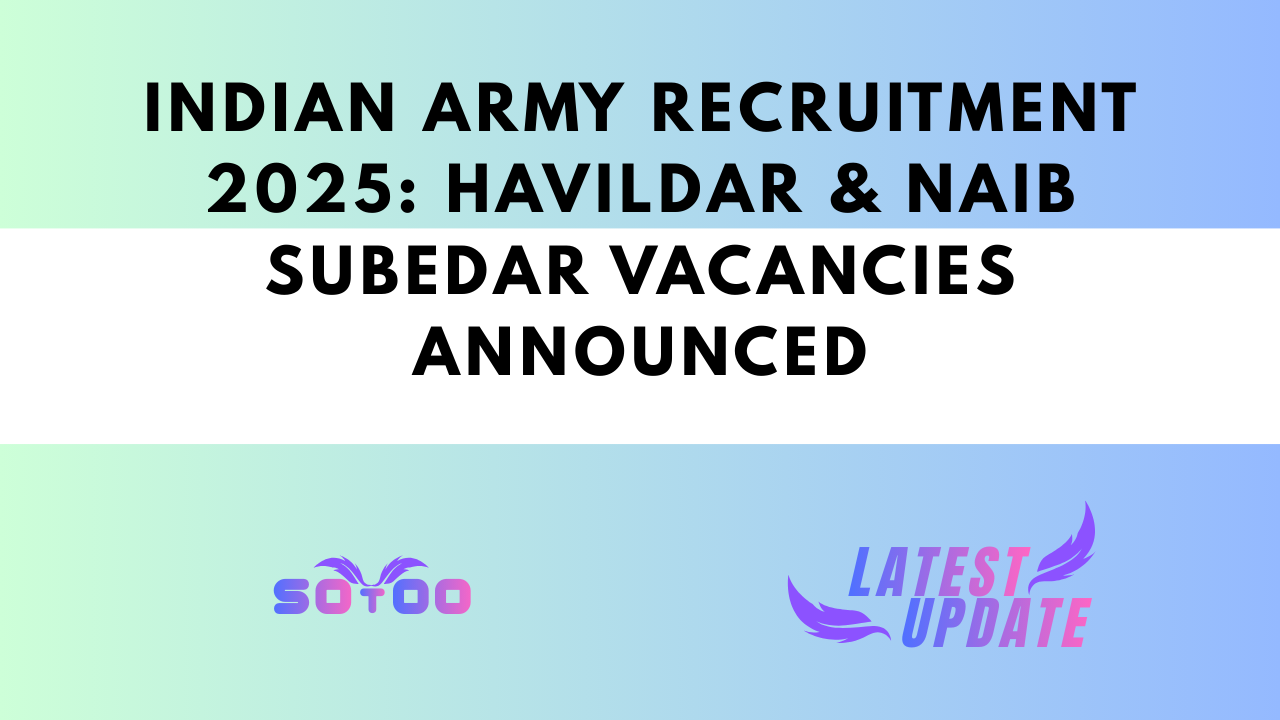Indian Army Recruitment 2025: Havildar & Naib Subedar Vacancies Announced