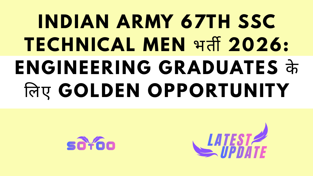 Indian Army 67th SSC Technical Men भर्ती 2026: Engineering Graduates के लिए Golden Opportunity
