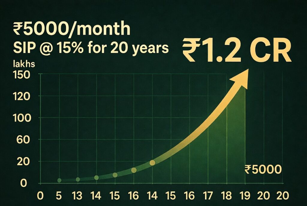 कंपाउंडिंग का जादू – ₹5,000 SIP 20 साल में 1.2 करोड़+